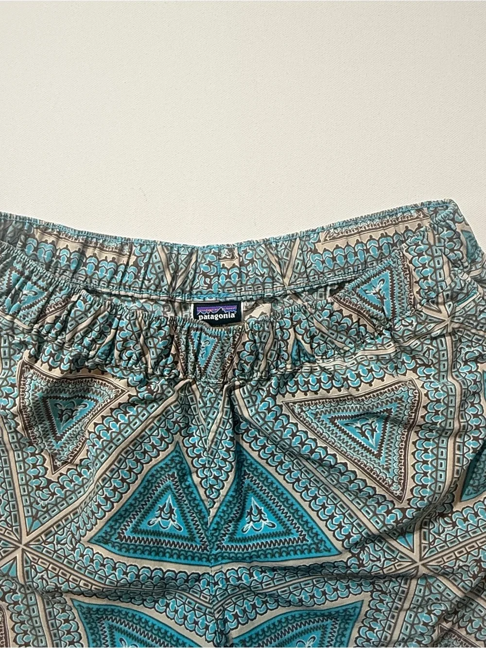Patagonia Women’s Surf Trunks Board Shorts Teal Print Small